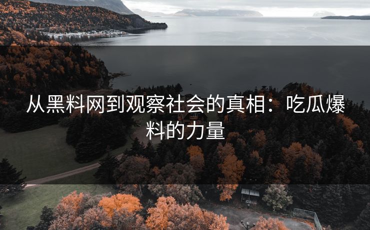 从黑料网到观察社会的真相:吃瓜爆料的力量 从黑料网到观察社会的真相:吃瓜爆料的力量